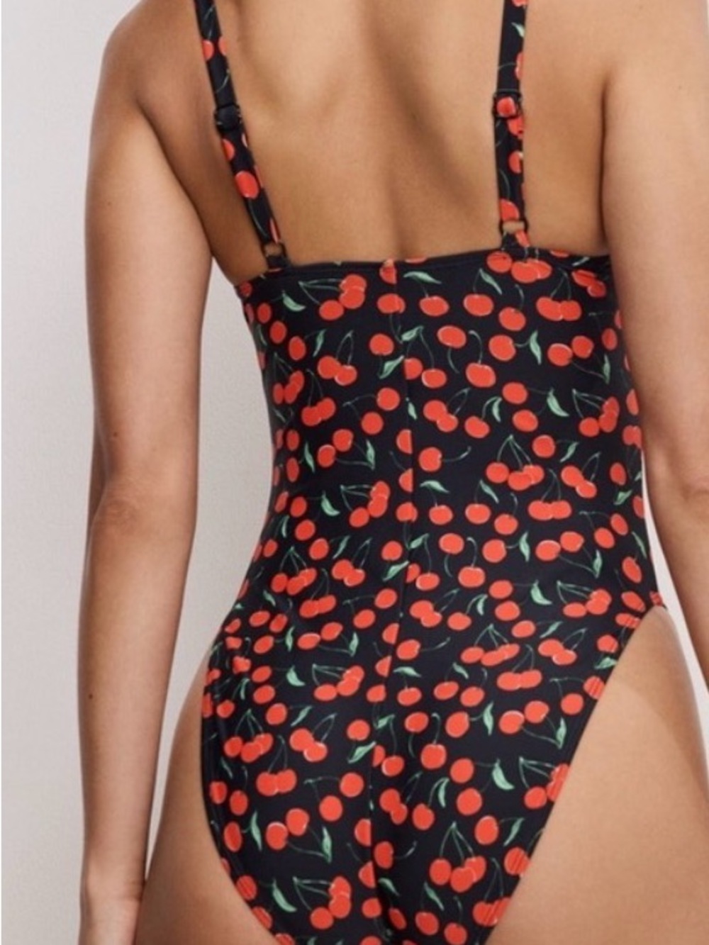 Good America Cherry Print One-Piece Swimsuit - Black with Red Cherries - Picture 6 of 10